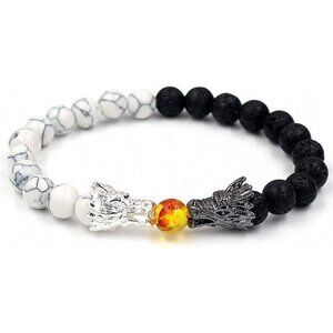 Bead Bracelet Natural Lava White Howlite Buddha Dragon Adjustable Jewelry Gift